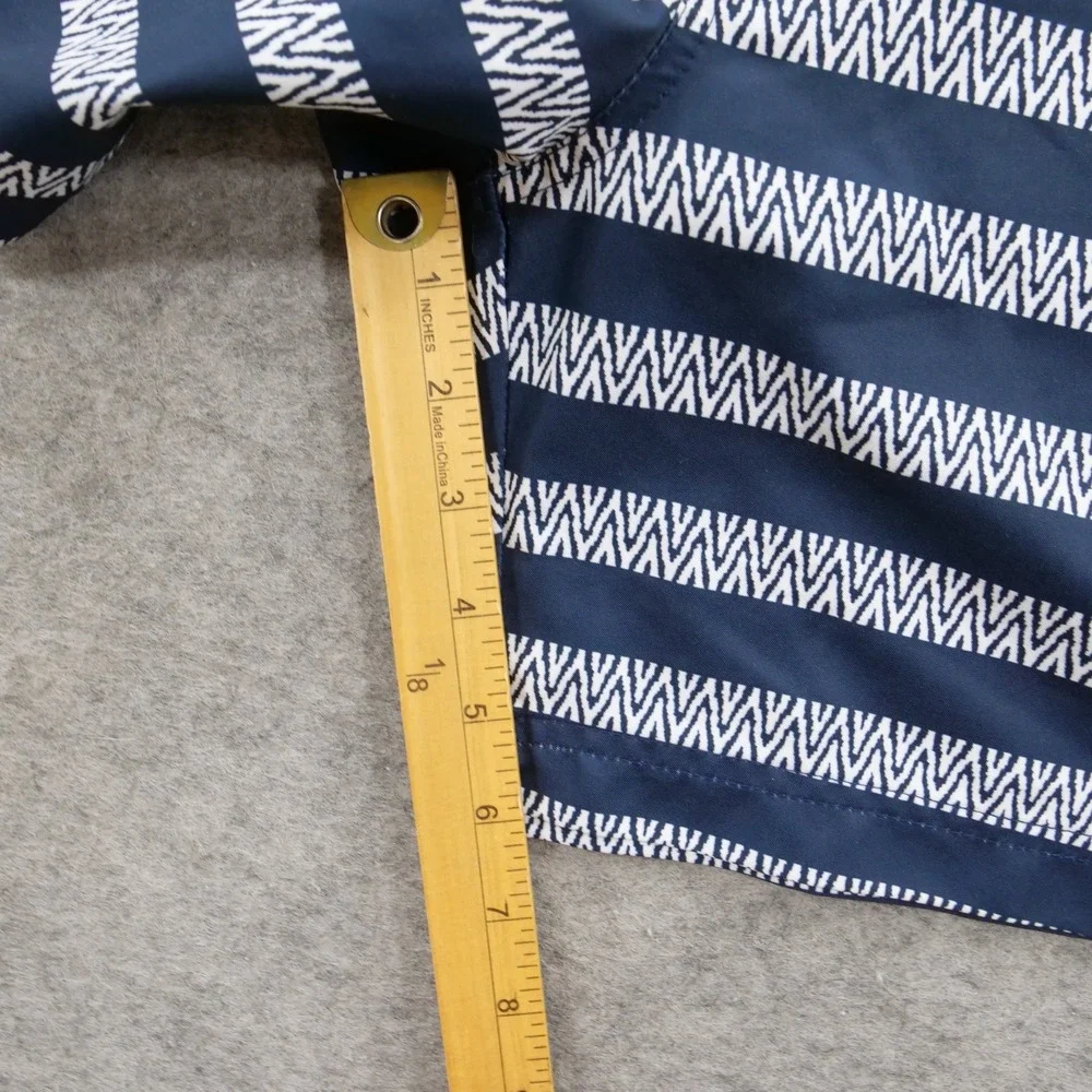 Original Penguin Shorts  Mens Medium Blue White Swim Trunks Geometric Striped